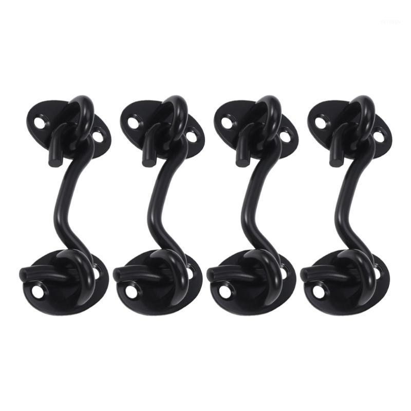 

4pcs Cabin Hook Stainless Steel Eye Heavy Duty Lock Hook Eye (Black)1