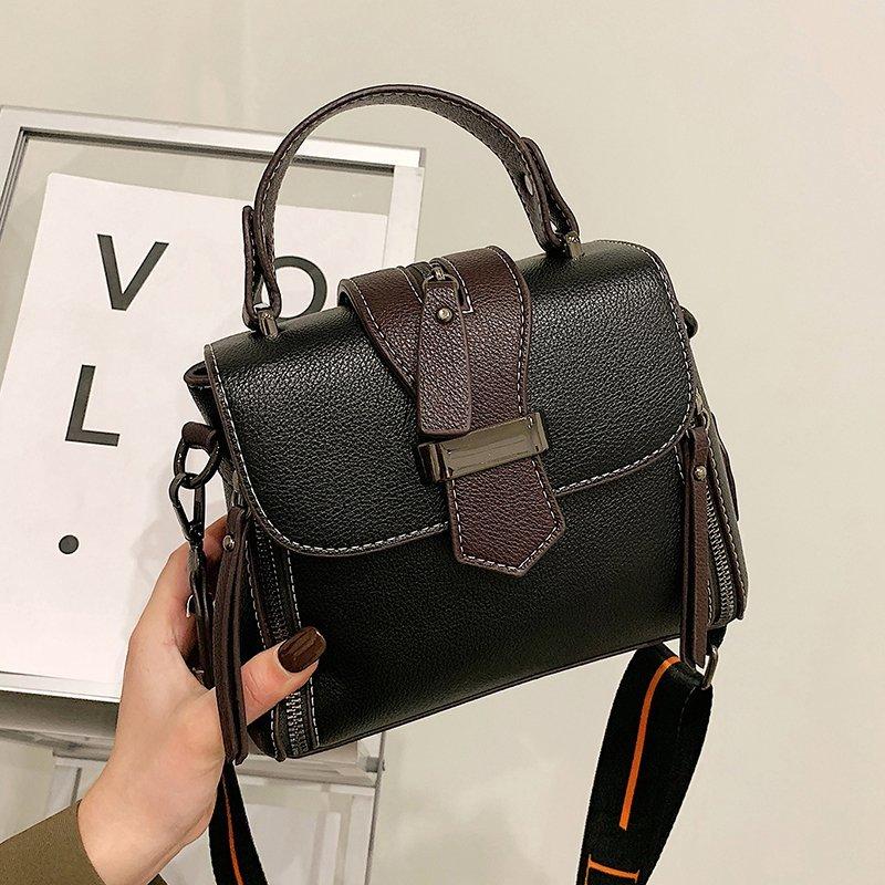

Vintage Pu Leather Tote Handbag Fashion Small Square Patchwork Bag Package Female Pack Luxury Designer Crossbody Bags Feminina, Black