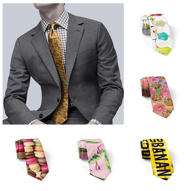 

Potato Chips Printed Mens Ties Fashion Casual Shirt Collar Accessories 8cm Slim Festival Party Wedding Business Necktie for Male