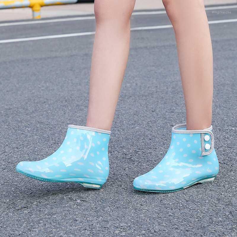 

Woman Ankle Rain Boot 2020 Women Print Buckle Jelly Wedge Ladies Non Slip Footwear Women's Waterproof Floral Female Fashion Shoe1, White