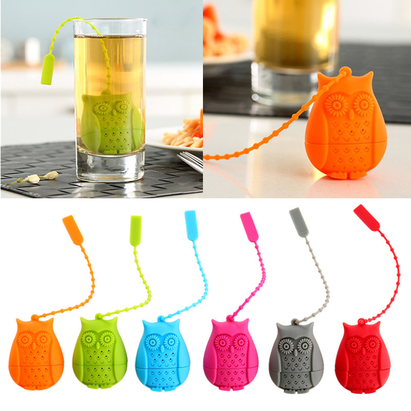 

Creative Owl Tea Strainers Cute Silicone Fliter Strainer Tea Bags Food Grade loose leaf Tea Infuser Filter Diffuser