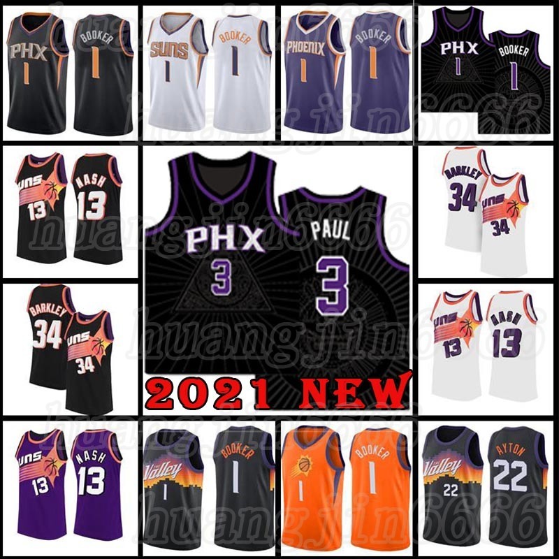 

Chris 3 Paul New Devin 1 Booker Mens Finals patch Jersey Deandre 22 Ayton Jerseys Phoenix''Suns''Retro Charles 34 Barkle, Black;red