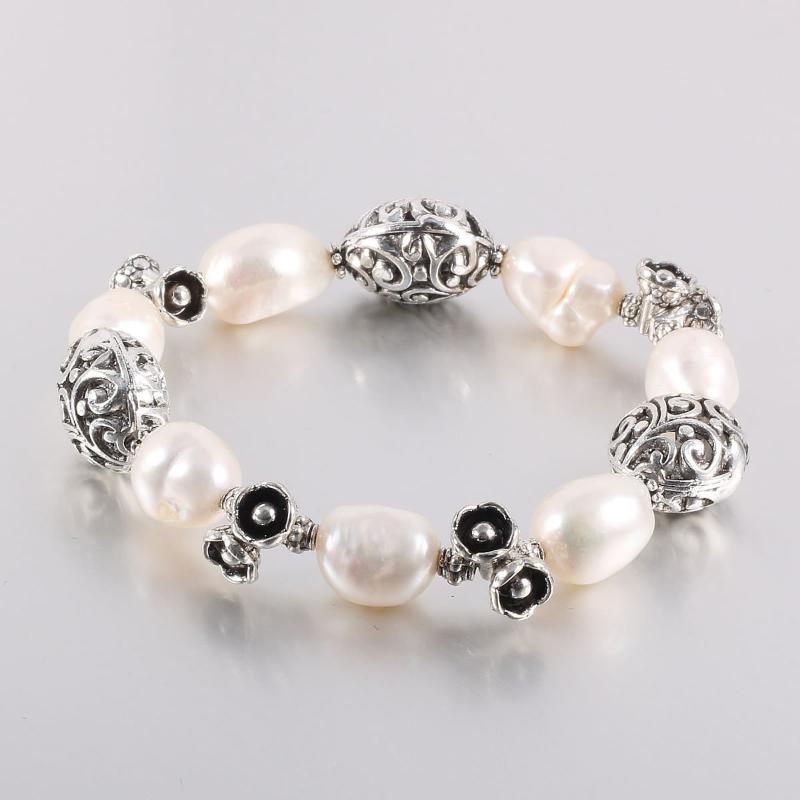 

Hot Sale Bracelets Natural Freshwater Bangles Pearl Bracelets for Women White Clay Zircon Ball Elasticity Fine Jewelry Gift