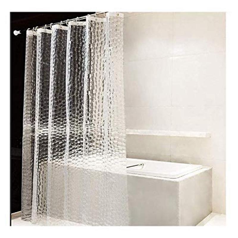 

Clear EVA Shower Curtain Liner Waterproof Transparent 3D Water Square Bathroom Curtain in 71inch x 79inch, 12 Hooks1
