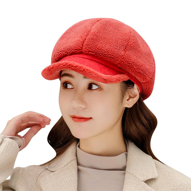 

Fibonacci 2020 New High Quality Plush Beret Cashmere Casual Octagonal Hat Cap For Women Berets, Black