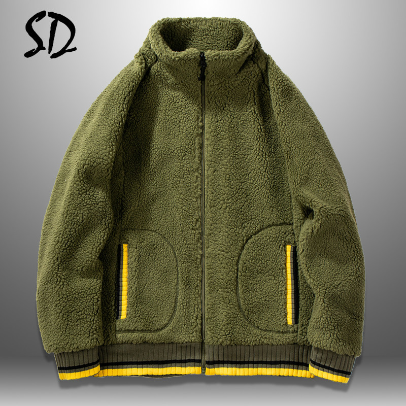 

Fur Jacket Men Winter Outwear Mens Thick Jackets Warm Fleece Lining Coat Brand Clothing Streetwear Casual Top Male European Size, Y05 green