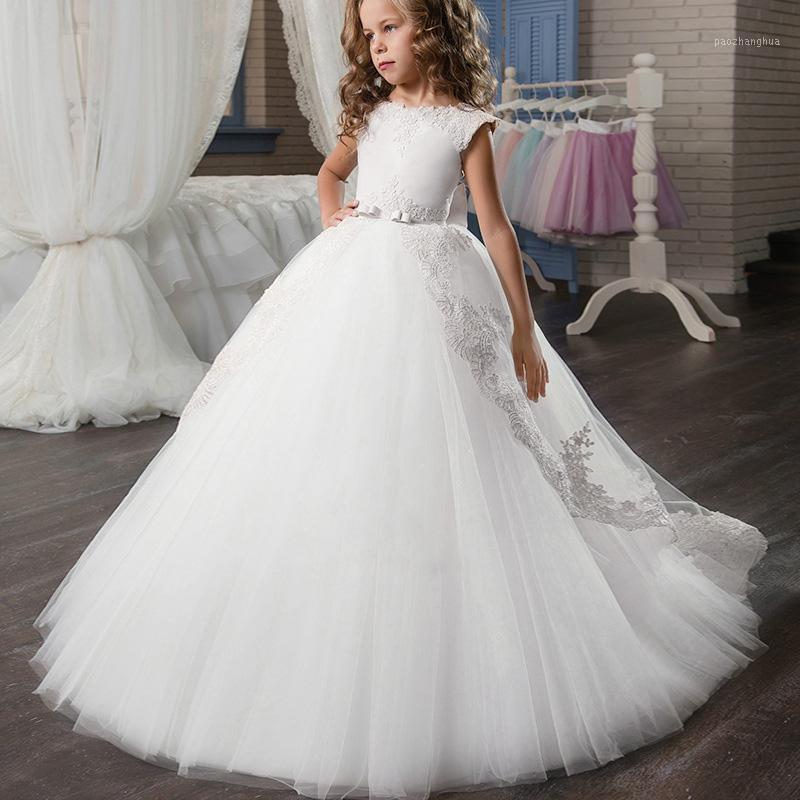 

Vestidos De Graduación Flower Girl Dresses 2021 Puffy Tulle Lace Appliques Bow Princess Child Ball Gown Baby Clothing Customized1, Model 3