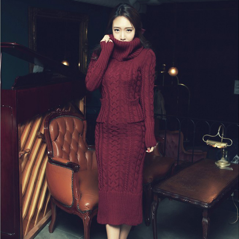 

2021 New Autumn Winter Women Fashion Korean High-necked Long Twist Turtleneck Knitted Sweater Ndc0, Dark grey