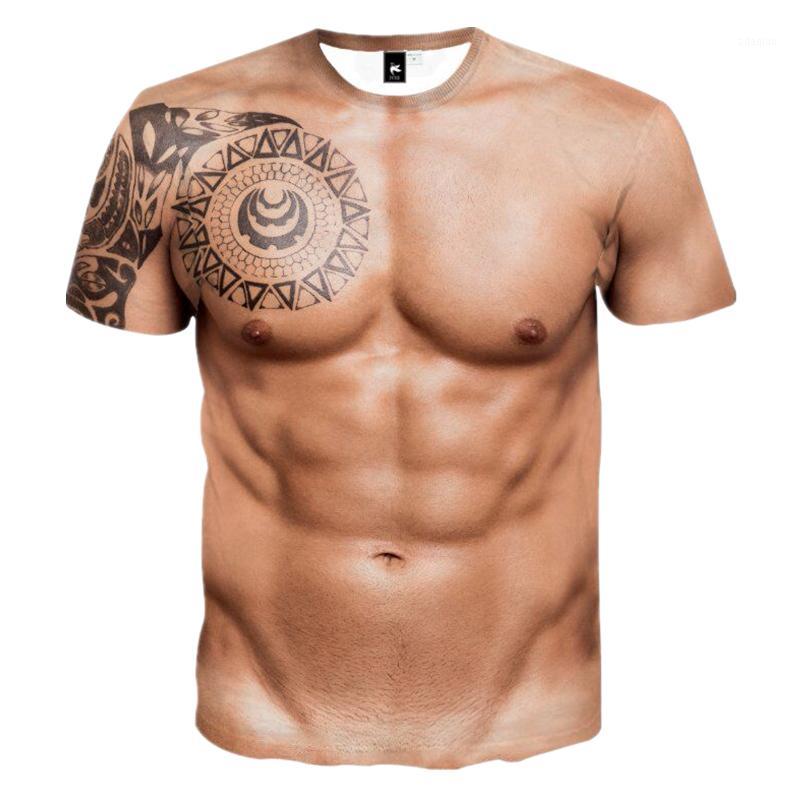 

New Summer 3D T-shirt funny Muscle print clothes Casual Short Sleeve O-Neck Fashion1, Muscle-2052