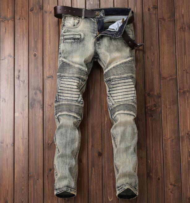 

21SS Men's France brand Designers Jeans Distressed Ripped Slim Fit Motorcycle Biker Denim pants Mens Leisure fashion high quality Jeans BAMA, Gray