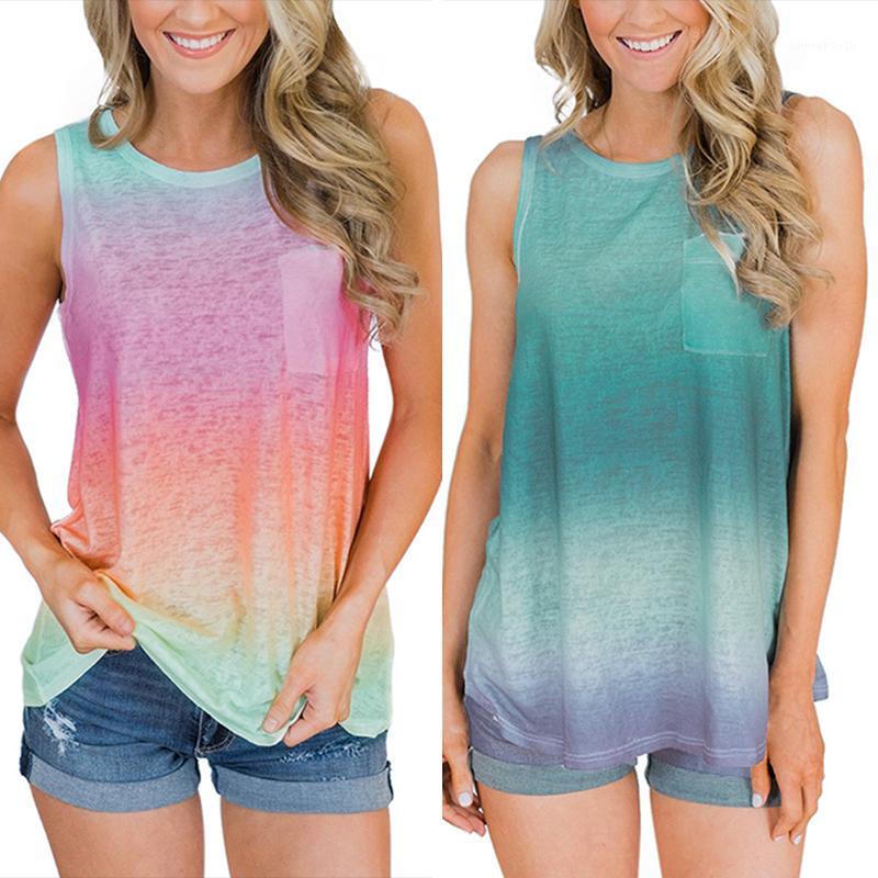 

Women O-Neck Sports Sleeveless Yoga Shirt Gradient Padded Sexy Pocket Comfortable Top1, Pink