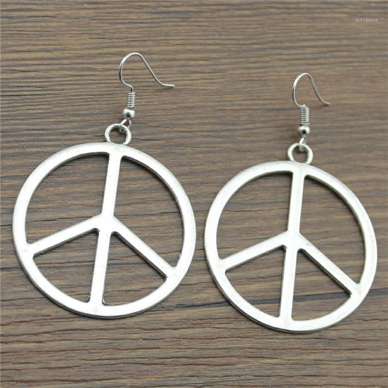

WYSIWYG 2 Colors 42x42mm Fashion Simple Peace Sign Charm Dangle Earring Charming Drop Earring Dropshipping1