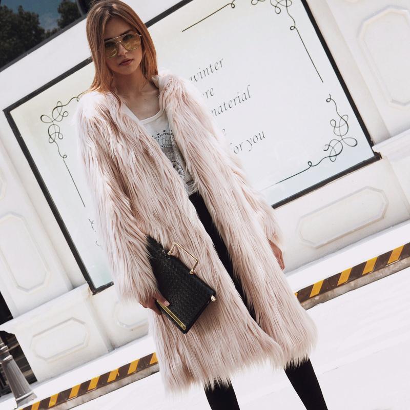 

Savabien Long Hairy Hooded Faux Fur Coat Solid Long Sleeve Fluffy Faux Fur Jacket Winter Fashion Fake Parka Ladies Coats, Pink