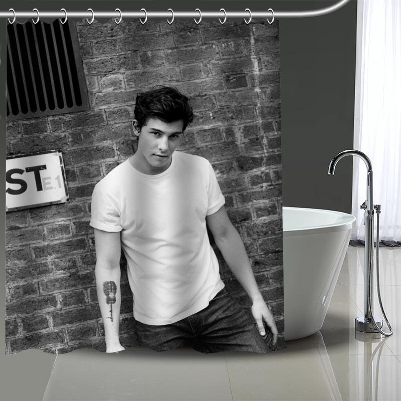 

High Quality Shawn Mendes Printing Shower Curtain Waterproof Curtains Bathroom Decor with Hooks Custom your image More size