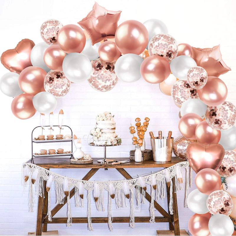 

Party Decoration Rose Gold Birthday Balloon Arch Garland Kit Latex Confetti Balloons Foil Star Tape Strips Tie