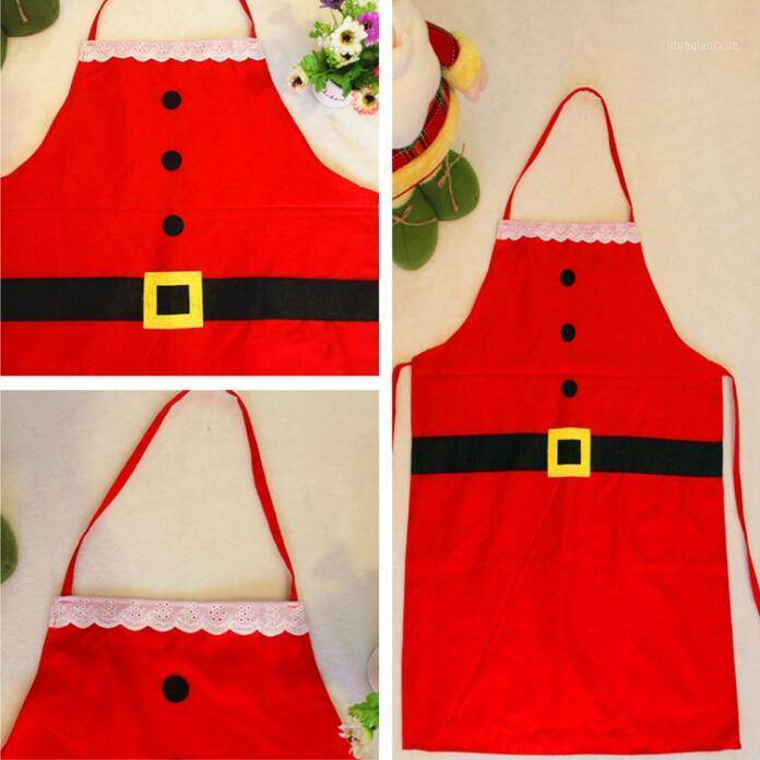 

Christmas household apron New Christmas Kitchen Bar Home Decorations Santa Claus Unisex Aprons Red Non-woven FP021