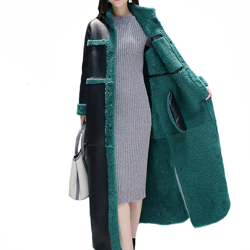 

Luxury Leather Clothing Women's Fur Coat From False Warm Coats Long Plutonium Plus New Gltm, Black red