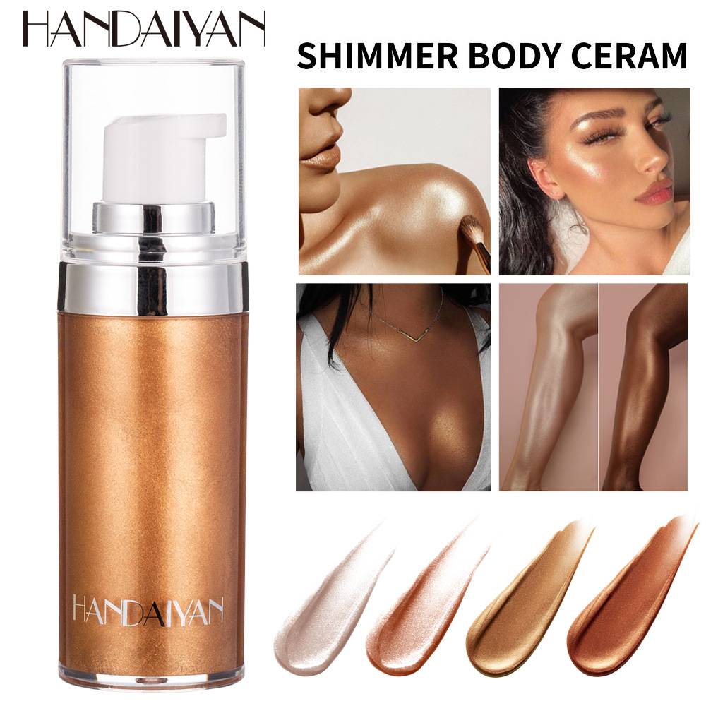 

Handaiyan Body Luminizer Bronzer Highlighter Liquid Setting Spray Shimmer Brighten Glow Rose Gold Highlight Makeup Waterproof, Customize
