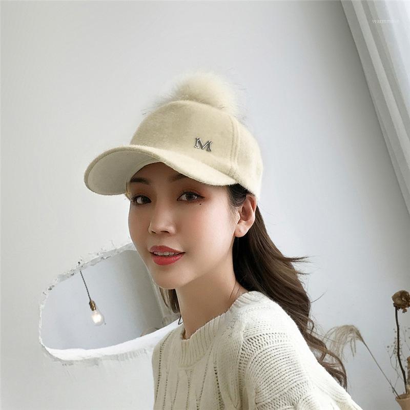 

New brand baseball cap 2020 winter cap women's plush ball adjustable casual snapback hat1, Grey