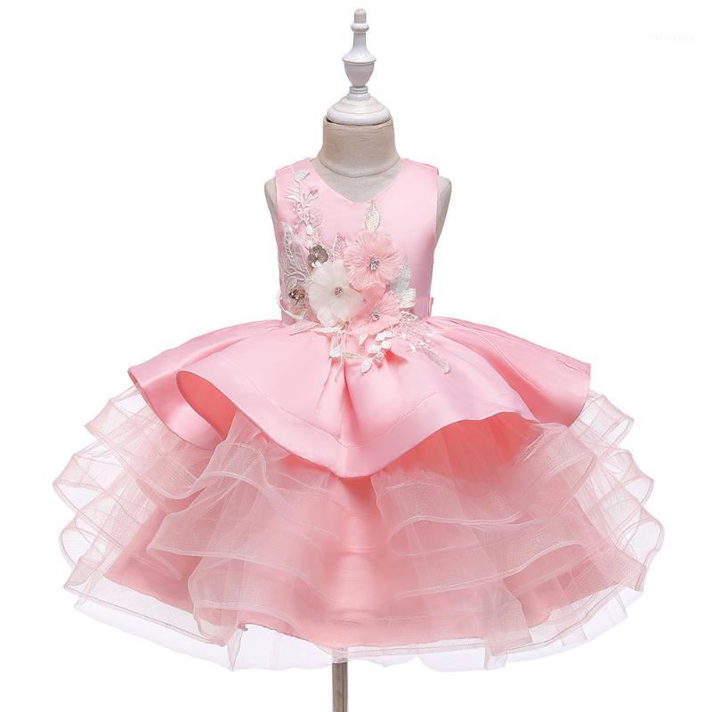 

2020 Newborn Baby Girls Flower Kids Dress for Lace Cake Tutu Halloween Party Princess Dress Birthday Party Event Prom 0-8Y1, Pink