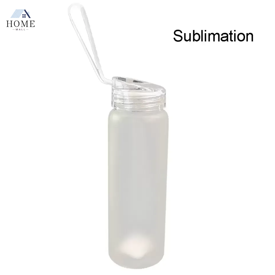 

NEW! DIY Sublimation Glass Water Bottles Frosted Coated Mugs Matte Transparent Blank Tumbler Travel Mug Portable Rope Handy Cup, Frosted transparent