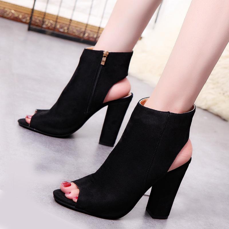

2021 new Spring summer high heel sandals fashion fish mouth single shoes large size women high heel sandals shoes Large size, Black