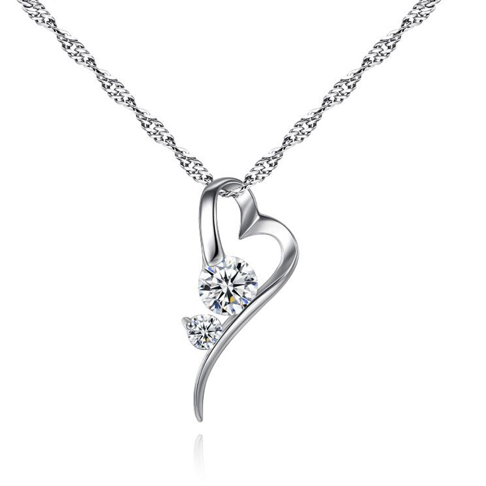 

2020 A Pendant Necklace with zircon clavicle core impression Heart shape necklace long chain heart