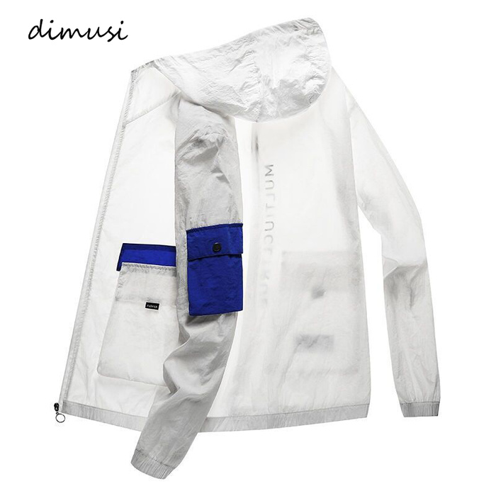 

Men's Hooded Jacket Summer New Men's Sun Protection Thin Breathable Coats Casual Male Outdoor Sports Jackets Clothing, Sky blue