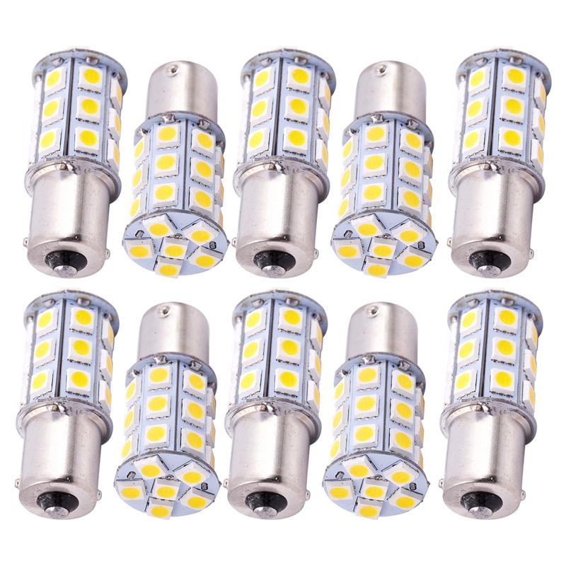 

10X Warm White 27 SMD LED 1156 1141 1003 RV Camper Trailer Interior Light Bulbs