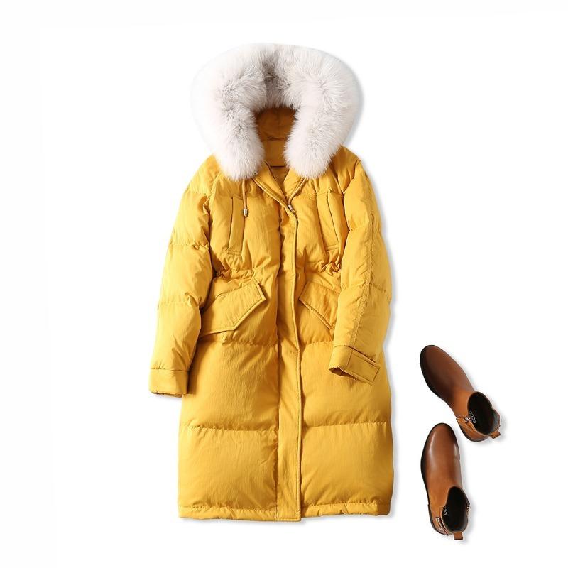 

White Duck Down Jacket Women Korean Long Down Coat Womens Winter Jacket Chaqueta Mujer YRF18122805 YY1221, Black
