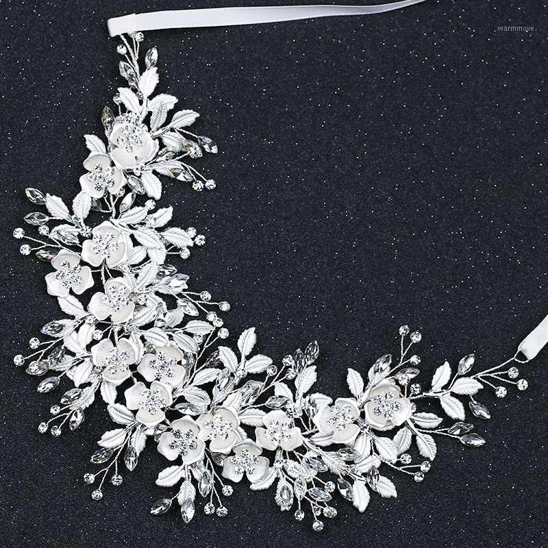 

Crystal Silver Floral Bridal Headband Wedding Hair Accessories Handmade Flower Hair Vine Bride's Tiara Headband Jewelry1