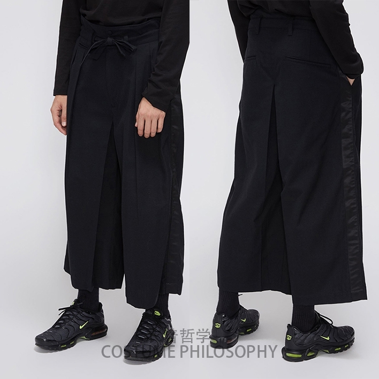 

2021 New S-6xl!! Homemade Men's Pants Skirt with Matching Dark Samurai Pants. AHF4, Black.