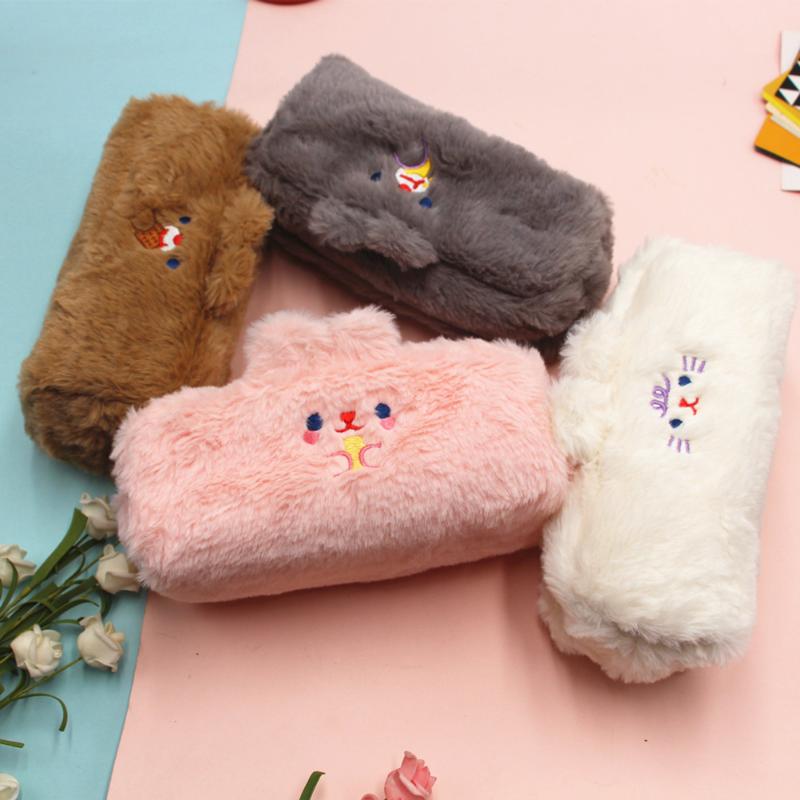 

Cute Plush Pencil Case Korean School Pencilcase For Girls Boys Zipper Makeup Purse Women Cosmetic Bag Stationery Pencil Bag, Pink
