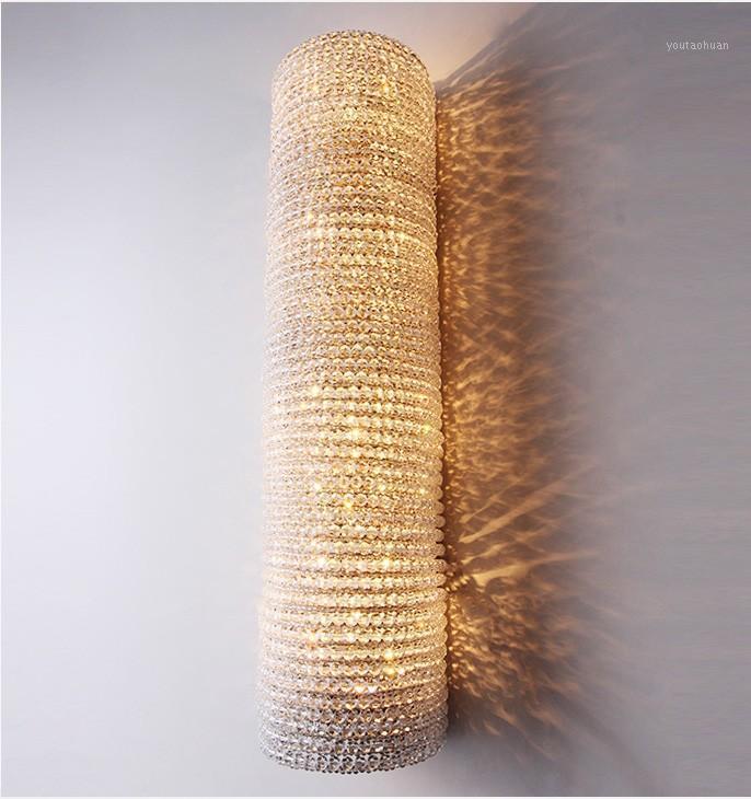 

hotel Crystal fixture long wall light salon Club large vertical post light Long Crystal Wall Lamp for dining Room led Luminaire1