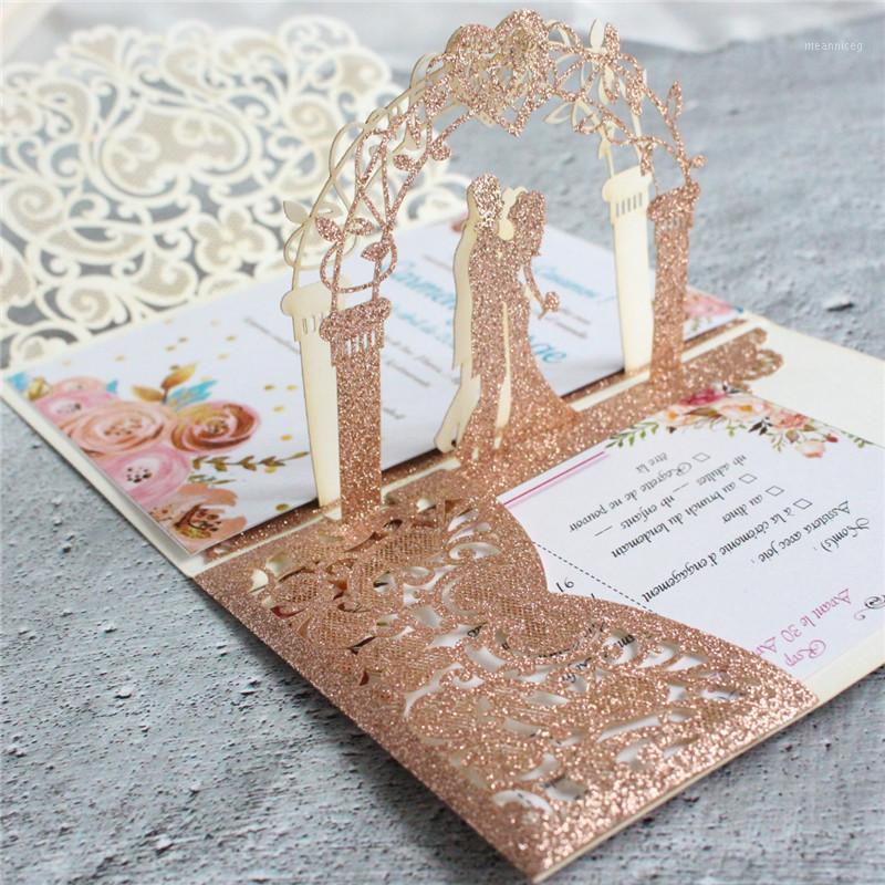 

Roes gold 3d glittery wedding marriage invitation card love anniversary greeting cards customized design1