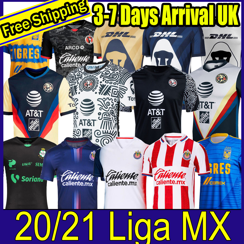 

20 21 Club America Cruz Azul Soccer Jersey 2020 Guadalajara Chivas Tijuana UNAM Tigres home away third Liga MX Football Shirts Santos Laguna, 【chivas】away