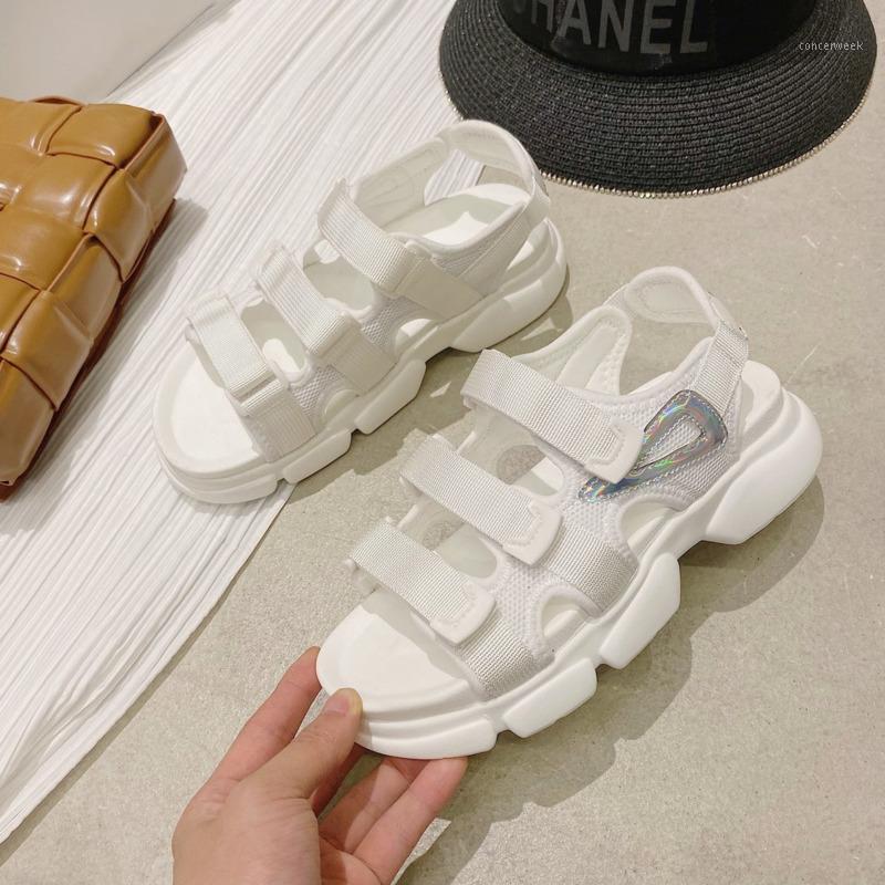 

Women Platform Sandals Casual Chunky Shoes Woman Mesh Brand Ladies Flat Sandal Open Toe Beach Gladiator Sandal White Black1, Black