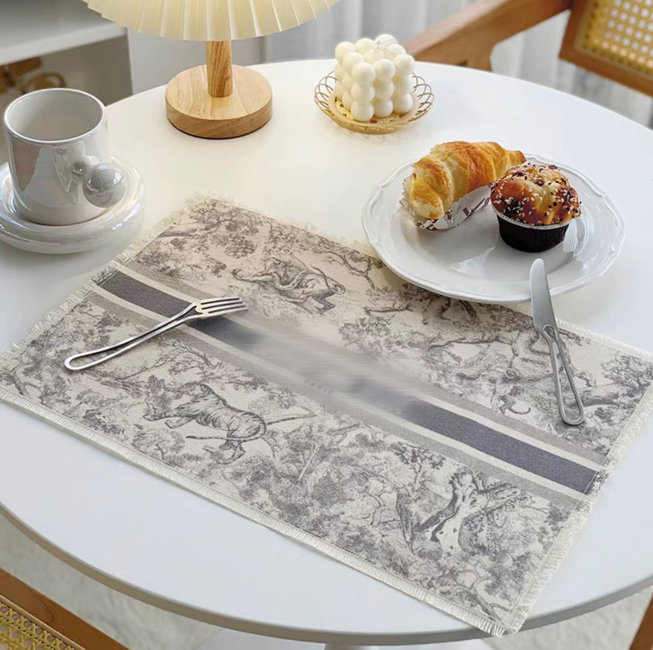 

Signage Placemat Pads Design Pattern Printed linen fabric tassel decoration Mat Pad 16 colors for festival dinner party home hotel cafe table decoration new arrive