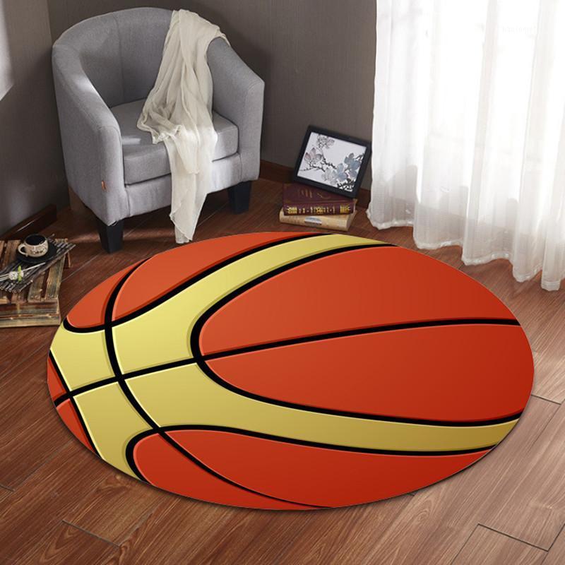 

Football/basketball/volleyball Pattern Print Carpet Creative Round carpets for living room Decor rugs Room computer chair Mat1, As picture0