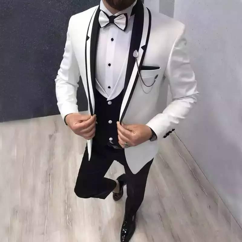 

Formal Slim Men's Suit Wedding Tuxedos Best Man Groom Tailored Wedding Best Man Blazer Trajes De Hombre Jacket & Vest & Pants, As image 1