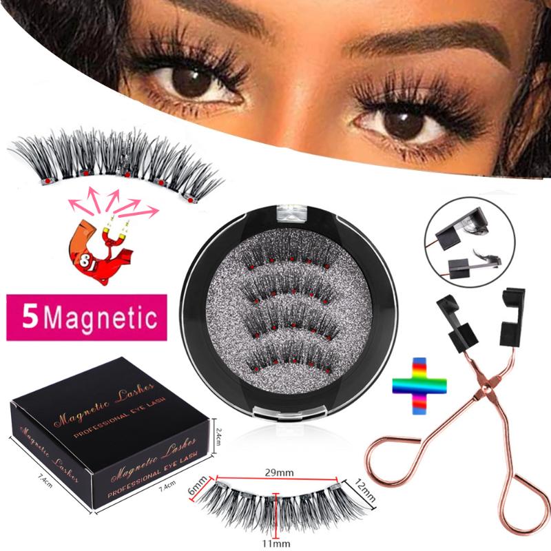 

5 magnet eyelashes makeup magnetic eyelashes small round box 3D false reusable and easy to carry eyelash tools