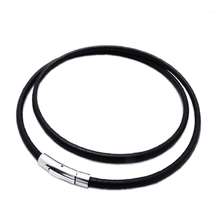 

Chokers 2MM/3MM/4MM/5MM Black Color Leather Necklaces For Women Men Rope Chain Stainless Steel Magnetic Clasp Jewelry1