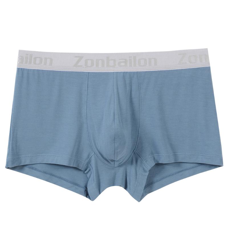 

1PCS Bamboo Mens Underpants Soft Boxer Men Breathable Solid Underwear Flexible Boxershorts Underpants, Gray blue
