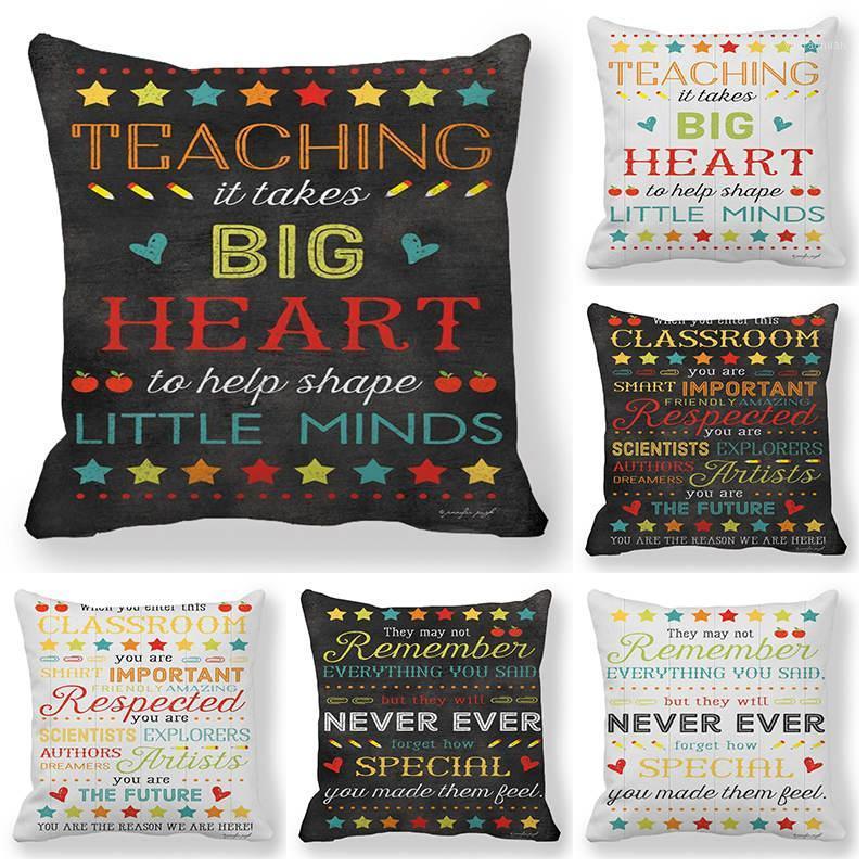 

45Cm*45Cm Life Motto Teaching It Takes Big Heart Super Soft Throw Cushion Covers Home Decoration Pillowcase for Living Room1