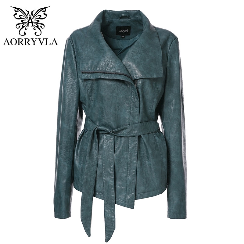 

AORRYVLA New Spring Women Jacket Leather Plus Size Full Sleeve Turn-Down Collar Zippers Short Slim Ladies Leather Jackets 210201, Black