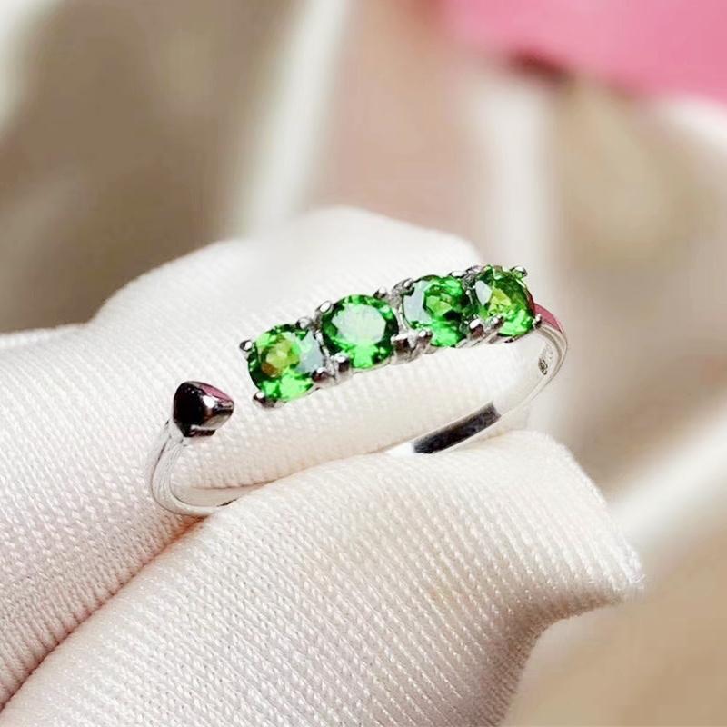 

Cluster Rings Natural Real Diopside Simple Ring Per Jewelry 3*3mm 0.15ct*4pcs Gemstone 925 Sterling Silver Fine T207274, Golden;silver