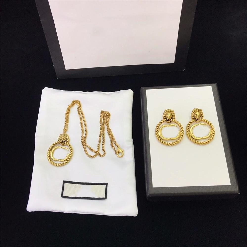 quality earrings necklace tiger head necklace personality gold plated necklace earrings for woman and man products-image-749516406