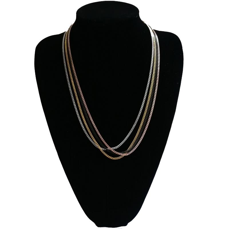 

4 Colors Stainless Steel Cuban chain 3mm 24inch Hip Hop Chain Necklace Jewelry N666B
