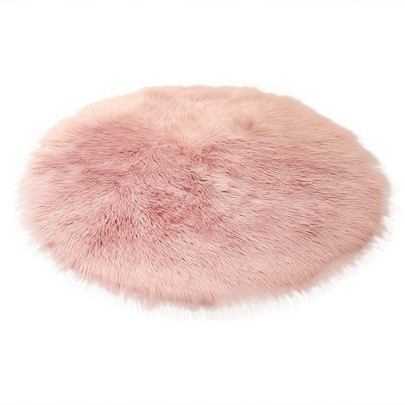 

Round Soft Faux Sheepskin Fur Area Rugs for Bedroom Living Room Imitation Wool Carpet White Faux Fur Rug Bedside Rugs, Light camel