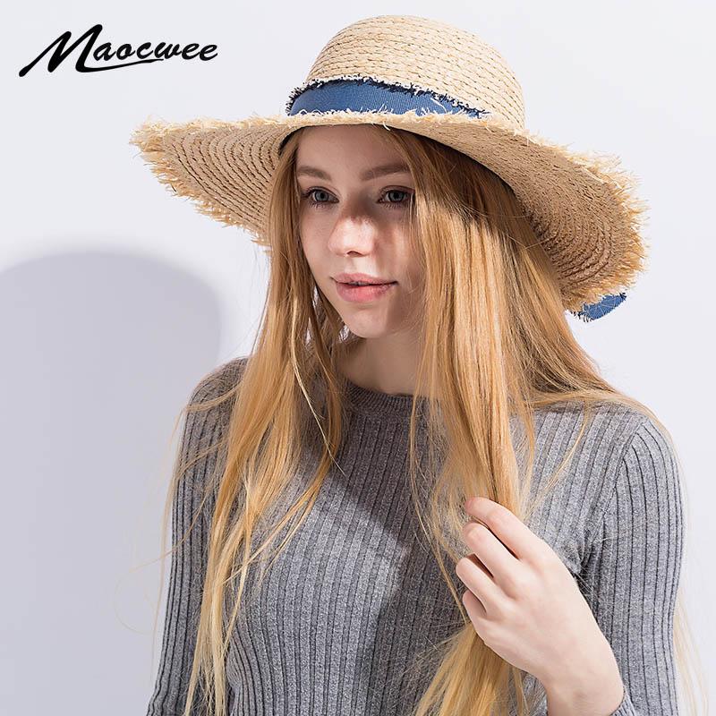 

Wide Brim Hats Fashion Raffia Straw Floppy Large Sun Hat Beautiful Youth Bow Ribbon Beach Panama Summer For Women Girl